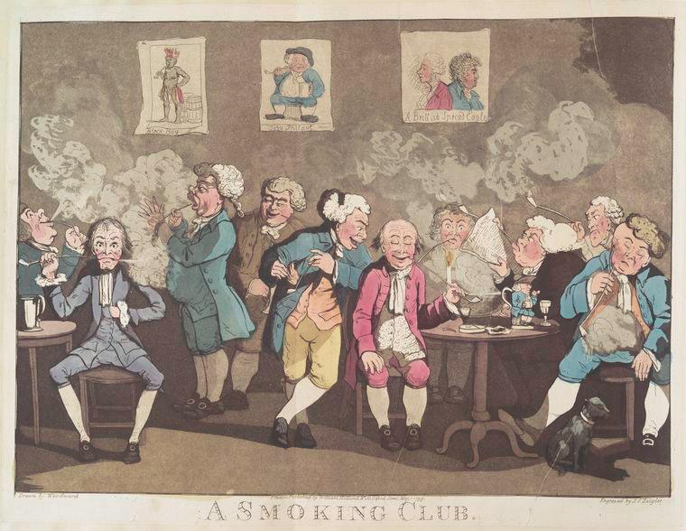 Курительный клуб иллюстрация из книги F.W. Fairholt Tobacco, its history and associations