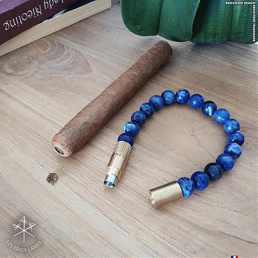 Браслет с пробойником для сигар SOLO STEEL SODALITE 10 mm 