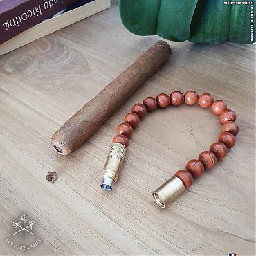 Браслет с пробойником для сигар SOLO BRASS RED JASPER 10 mm 