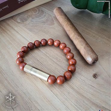 Браслет с пробойником для сигар SOLO BRASS RED JASPER 10 mm 
