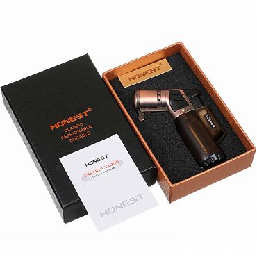 Зажигалка Honest, тройное пламя, бронза 779-Brown