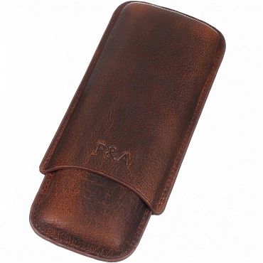 Чехол P&A на 2 сигары Черчилль, кожа C120-Brown