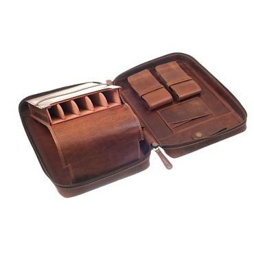 Сумка-хьюмидор P&A на 5 сигар Коричневая C260-Brown