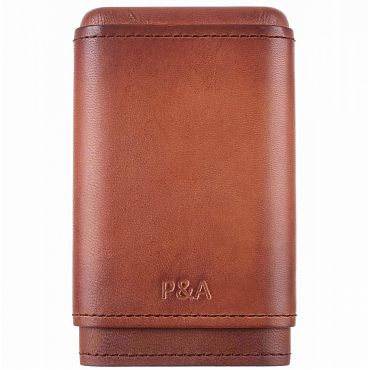 Чехол P&A на 4 сигары Робусто, кожа и кедр S202-Cognac