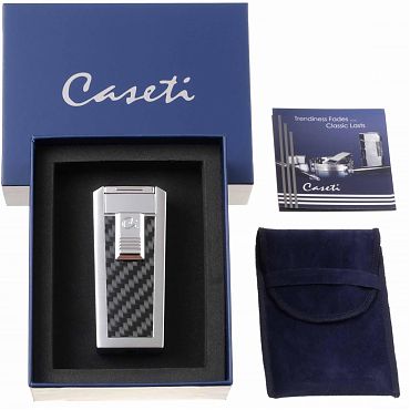 Зажигалка Caseti тройное пламя, карбон СА439-1