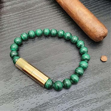 Браслет с пробойником для сигар SOLO GOLD MALACHITE 8mm